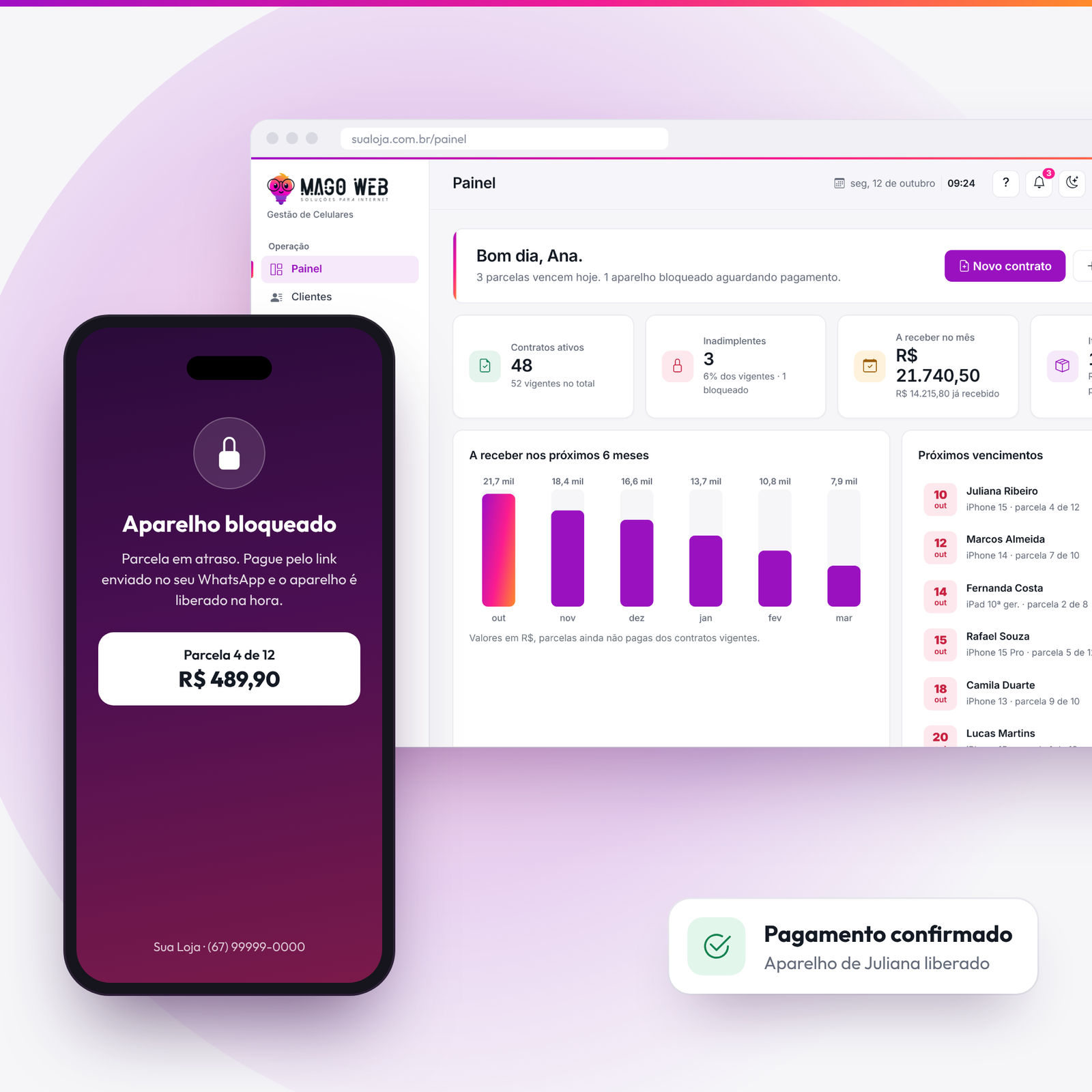 CelularPro - Sistema para Venda Parcelada e Aluguel de Celulares com Bloqueio Remoto